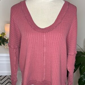 Women's Pink Waffle Knit Top